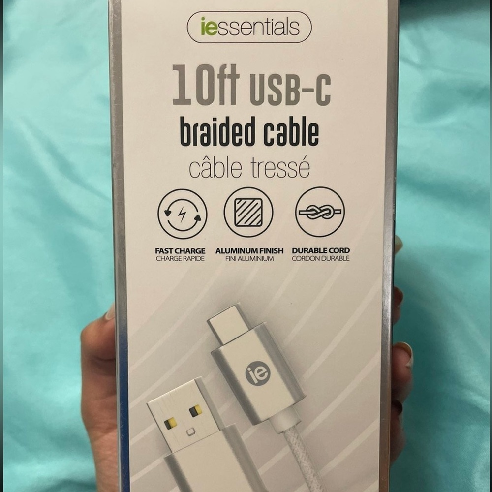 iessentials 10ft durable fast charge usb-c cable for android phones and tablets
